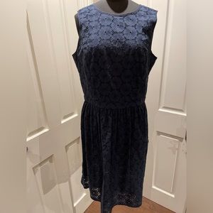 NWT Brooks Brothers Blue Cotton Eyelet Sleeveless Dress Size 8
